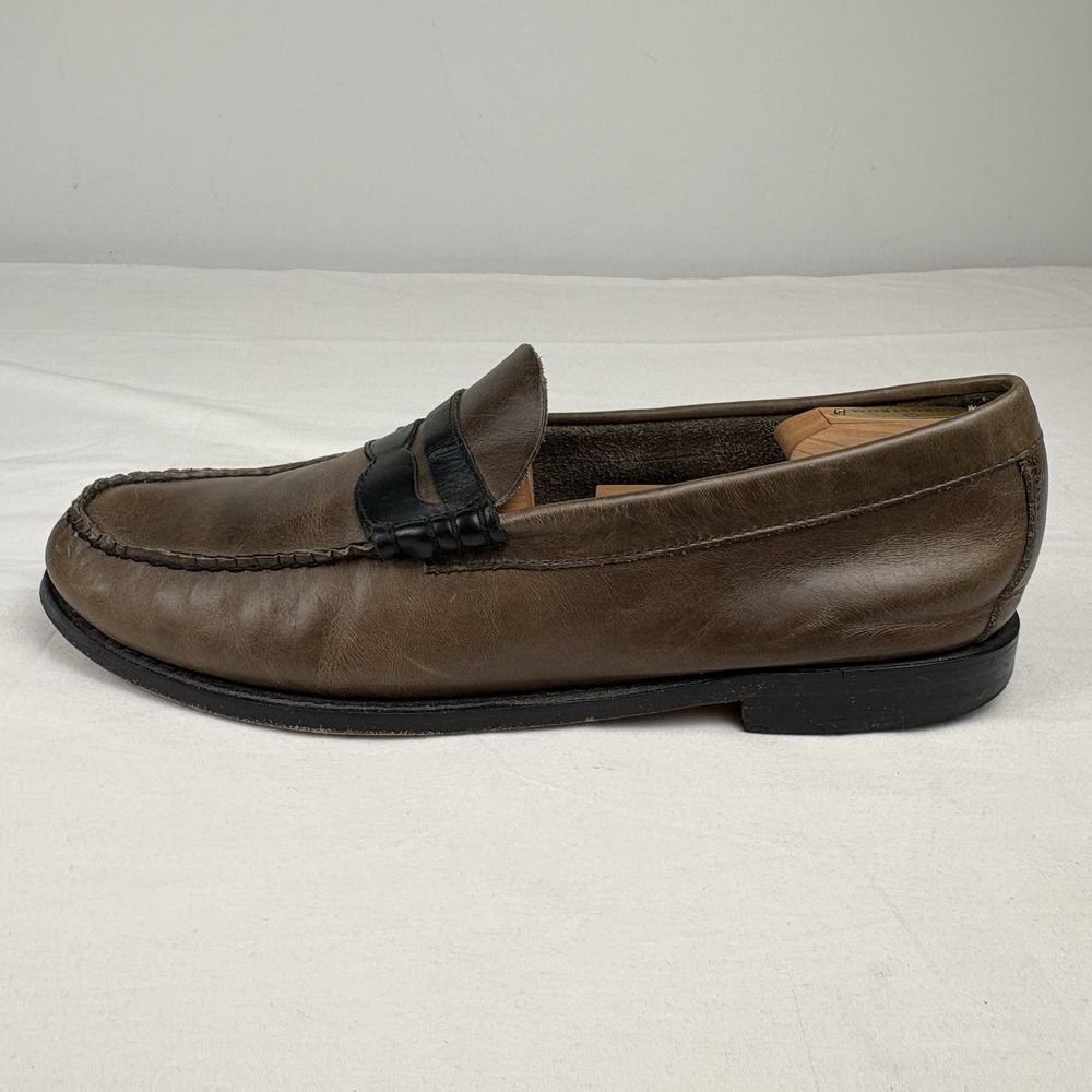 GH Bass & Co Weejuns "Leo" Penny Loafers 11.5D Gray/Black Handcrafted Leather - Picture 4 of 16